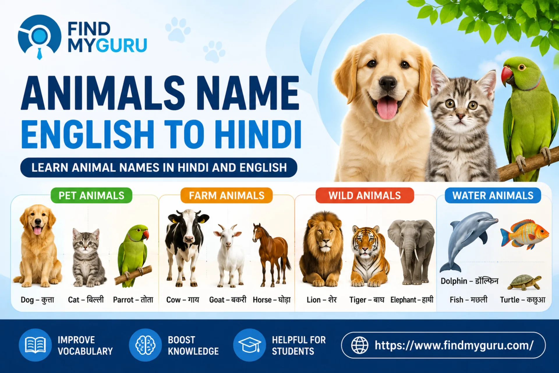 Animals Name English to Hindi : Animal Names List