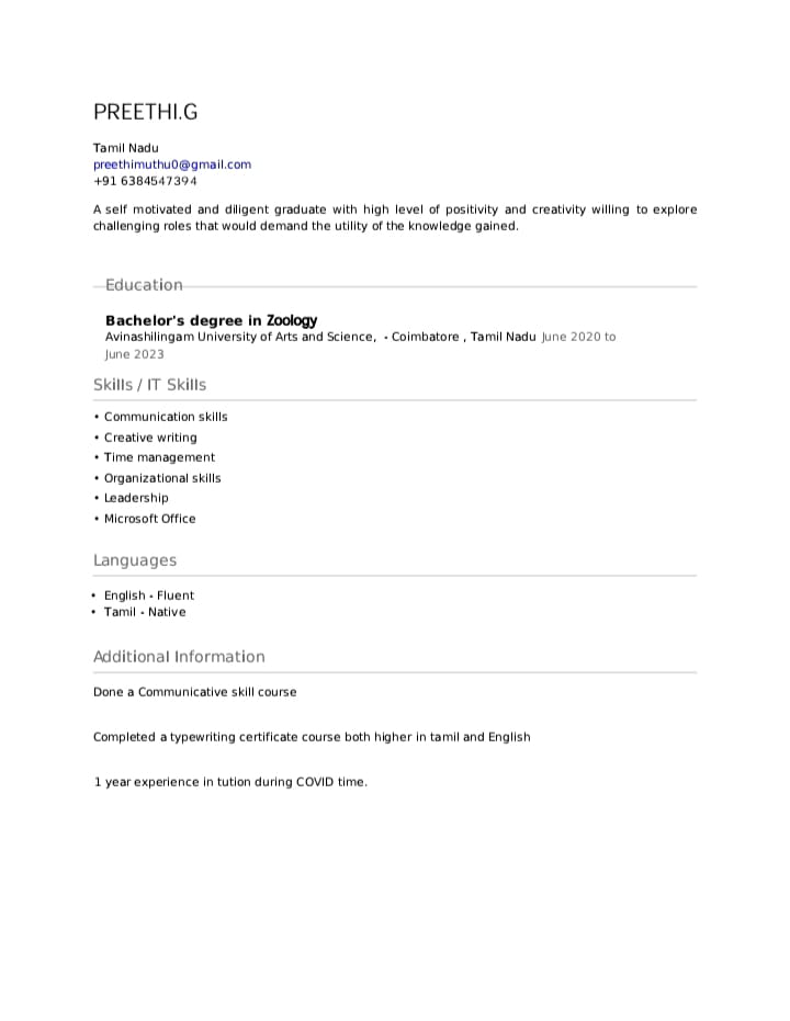 Zoology Classes by Preethi