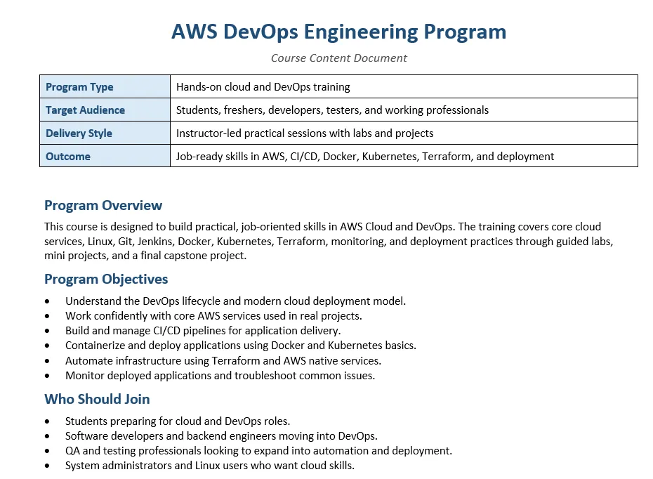 AWS DevOps Course by Shailesh Kumar