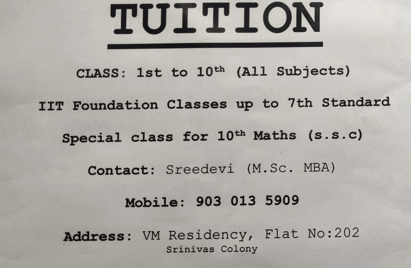 Academic classes from 1 to 10th and IIT classes up