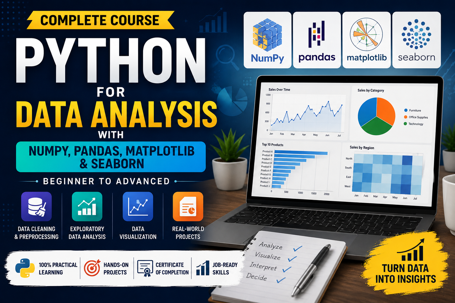 Python for Data Analysis with NumPy, Pandas, Matpl